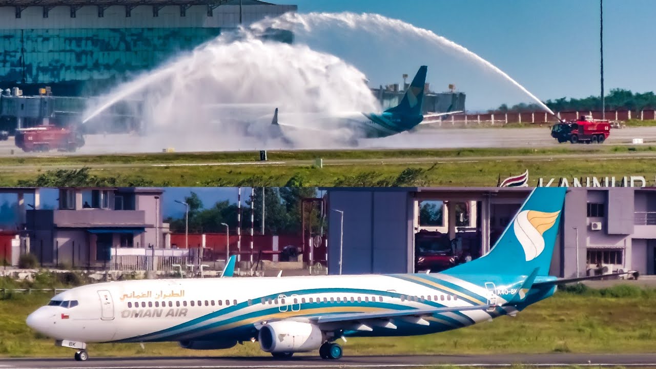 Oman Air First Flight | Boeing 737-900ER Landing and Takeoff from Kannur International Airport [HD]
