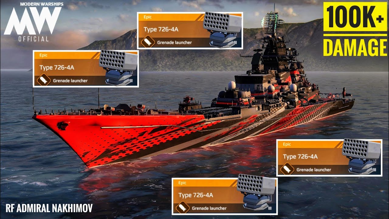 RF Admiral Nakhimov - 4x Type 726-4A using 100k + Damage - Modern Warships