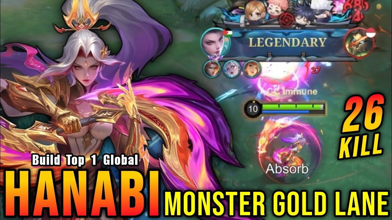 26 Kills!! Legendary Hanabi Real Monster Gold Lane!! - Build Top 1 Global Hanabi ~ MLBB
