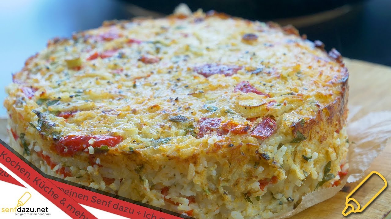 Mediterraner Reiskuchen 🍚 Pikanter Kuchen mit Reis, Tomaten und Paprika I Rezept Video