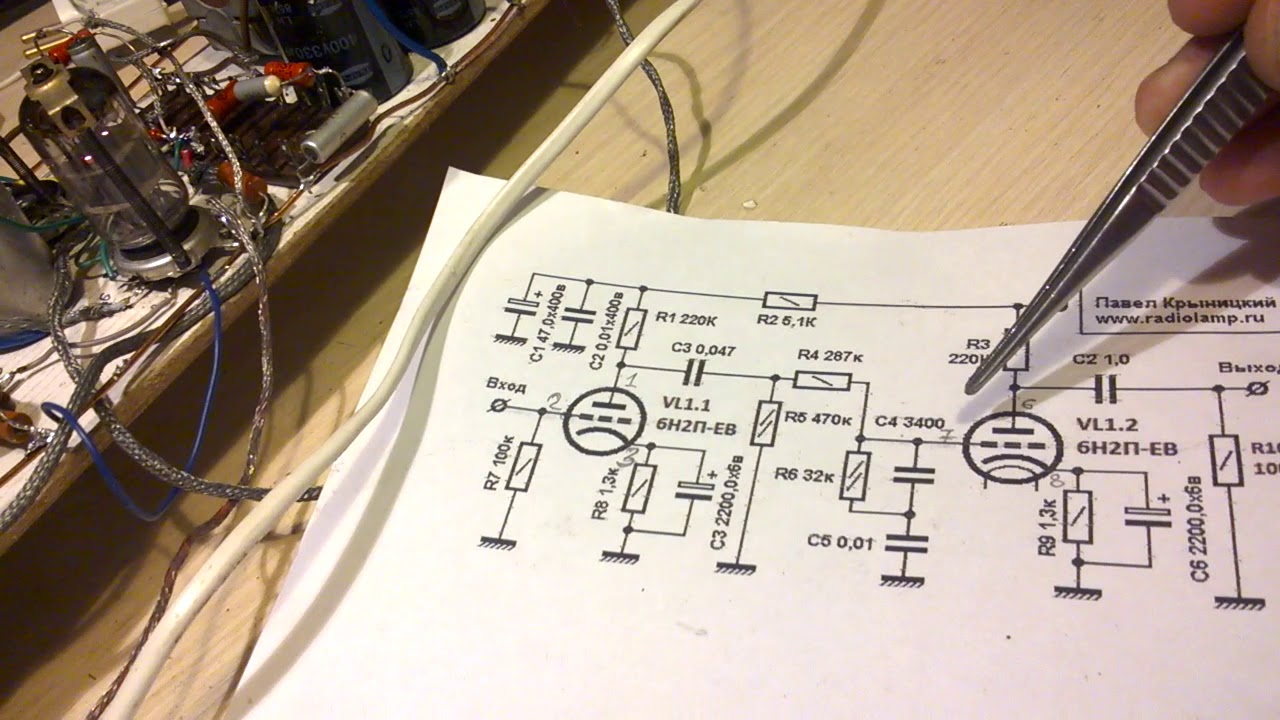 Самопальный ламповый фонокорректор на макетной плате. Hand made tube fonocorrector -experimental!:-)