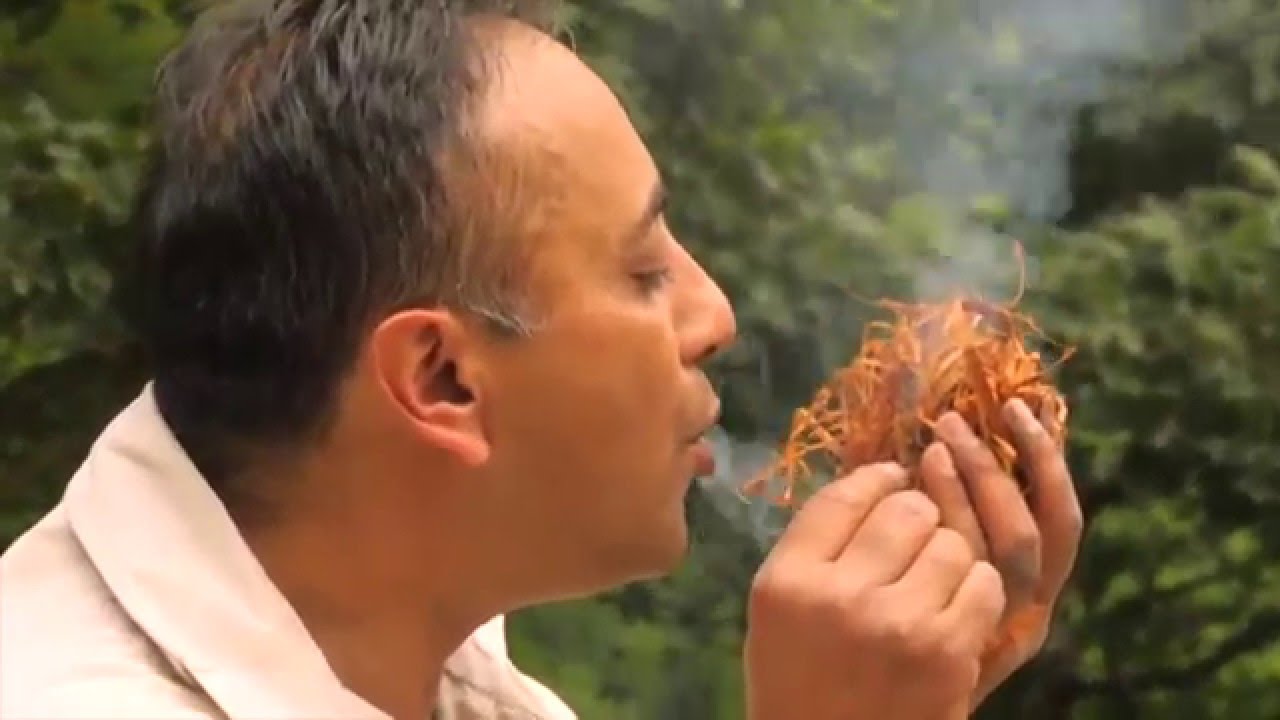 Living in the Stone Age: Fire starting using flint, Iron pyrites and fungus