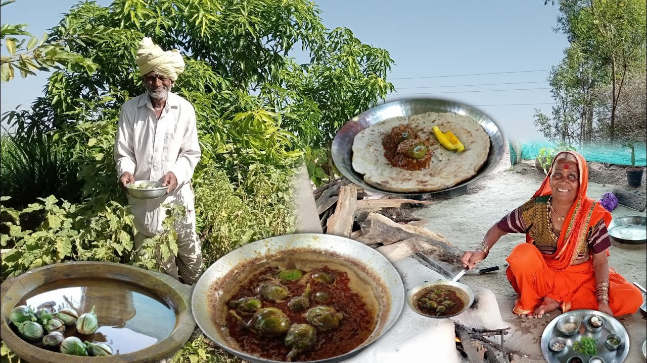 वावरातली गवळी वांगी आजोबांनी तोडुन हा कुटलेला मसाला वापरून आजीच्या पध्दतीनं सरभरीत वांग्याचं कालवण!