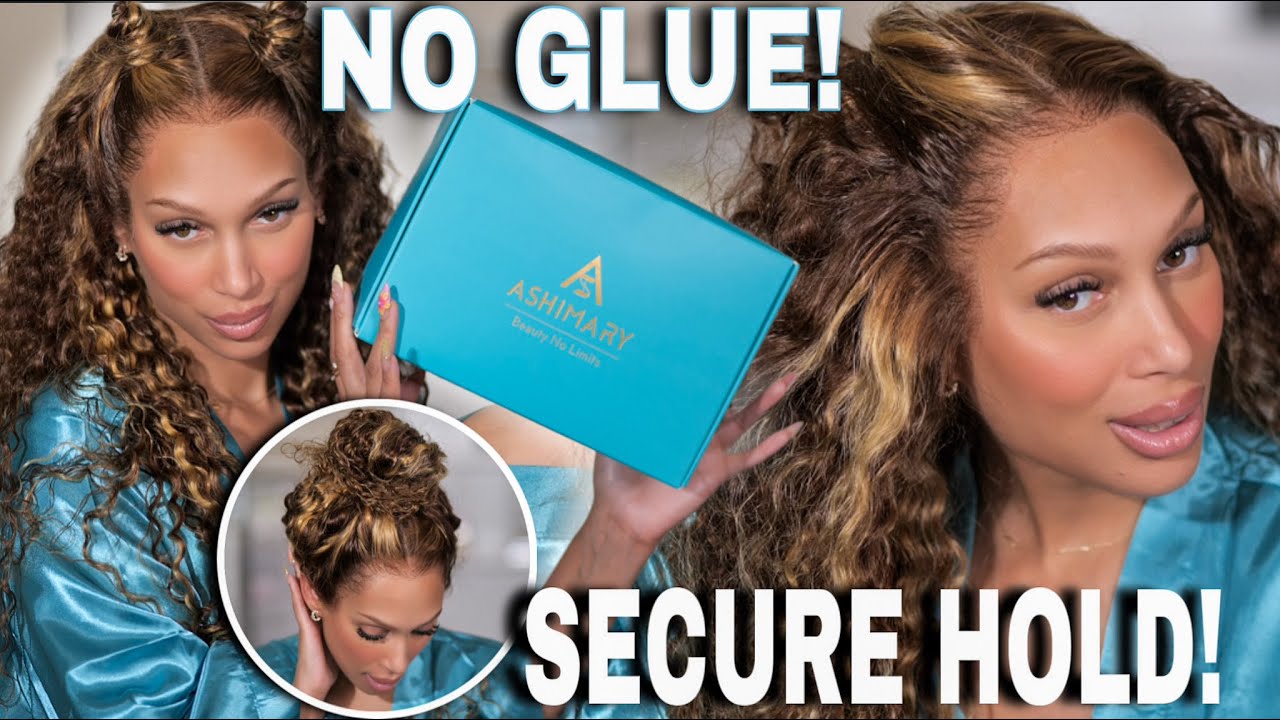 ASHIMARY WOW! 🩵 Big Bouncy Highlight Water Wave 🩵 DRAWSTRING DEEP PART Lace Wig