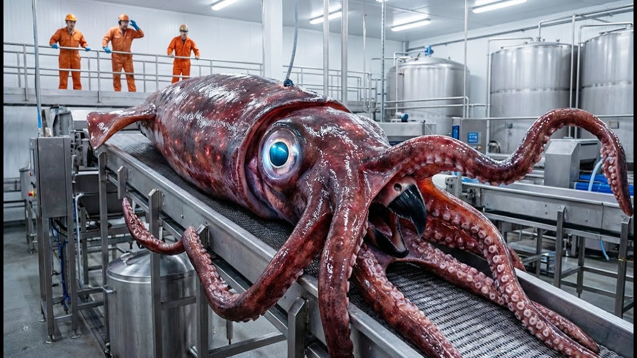 Inside a Giant Squid Factory: Ocean Farm to Calamari Steak Package (Full Process)