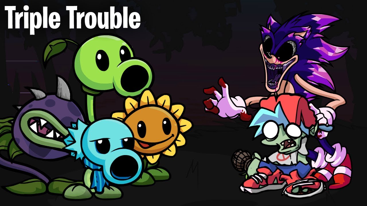 FNF Triple Trouble but the plants sing?