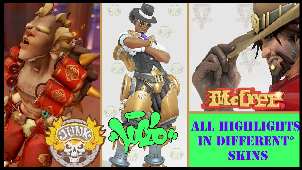 Overwatch || Characters Highlights || Junkrat, Lucio, and McCree || Skins on white background