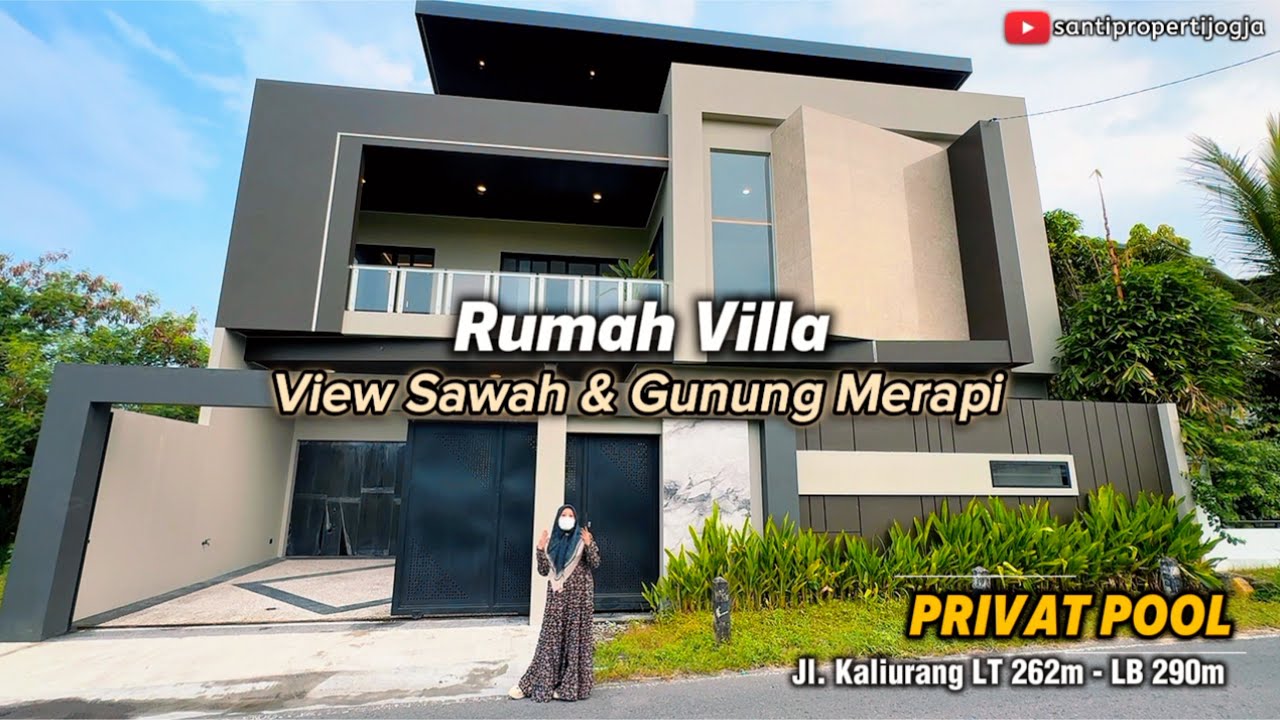 RUMAH MEWAH YOGYAKARTA LT 262m Konsep Villa Ada Privat Pool | View Sawah & Gunung Merapi 😍 Di Jakal