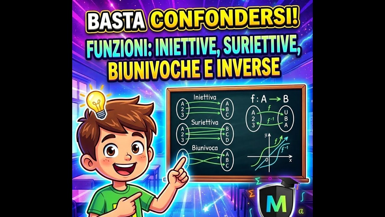 Tutto sulle funzioni iniettive, suriettive e biunivoche + Funzioni inverse! - Voto 10!