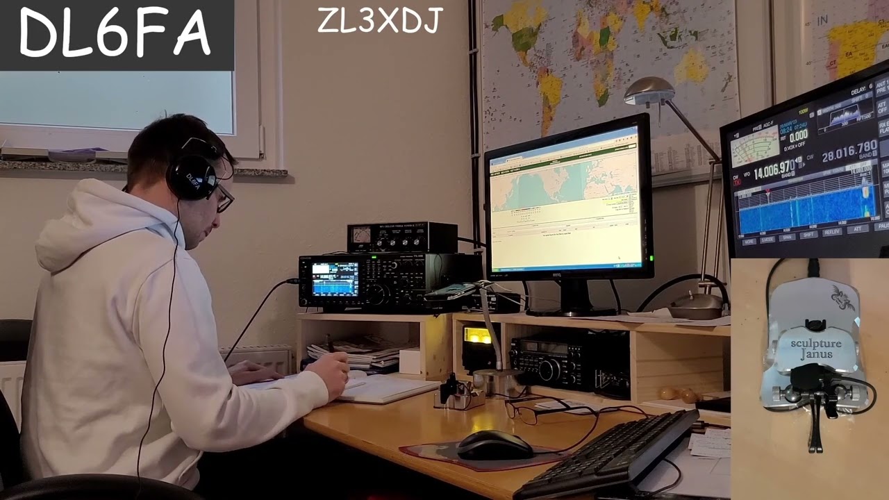 CW DX QSO DL6FA with ZL3XDJ 18500km to New Zealand Morse basic Telegrafie 18WPM DOK F38 Begali Janus
