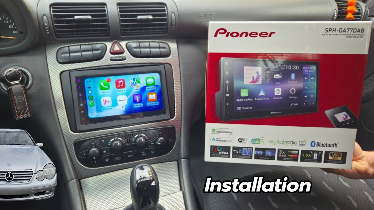 PIONEER SPH-DA77DAB УСТАНОВКА АВТОМАГИСТРАЛИ CARPLAY / ANDROID АВТО MERCEDES C-CLASS W203 (2000/07)