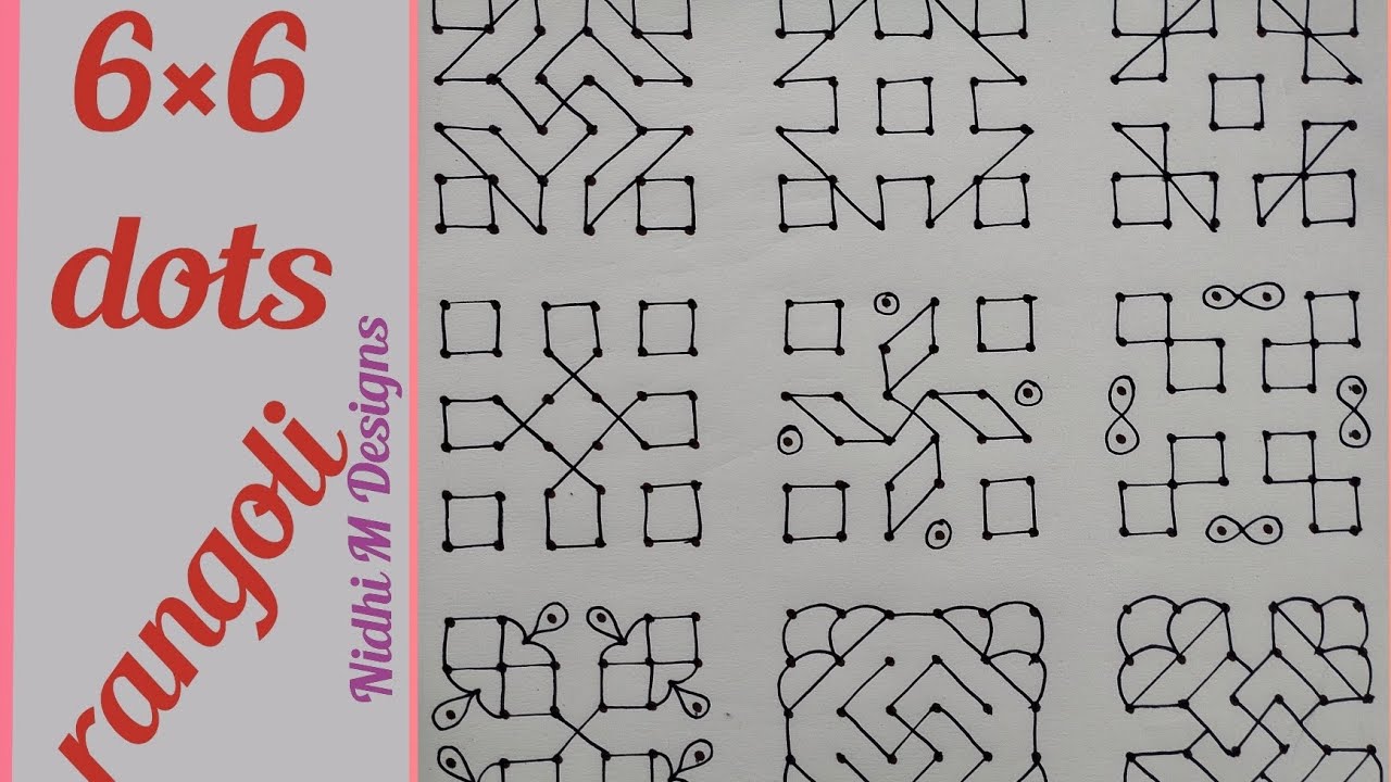 Daily use 6&times;6 dots rangoli for beginners. Easy muggulu.9 days simple rangoli designs.Square🔲 rangoli