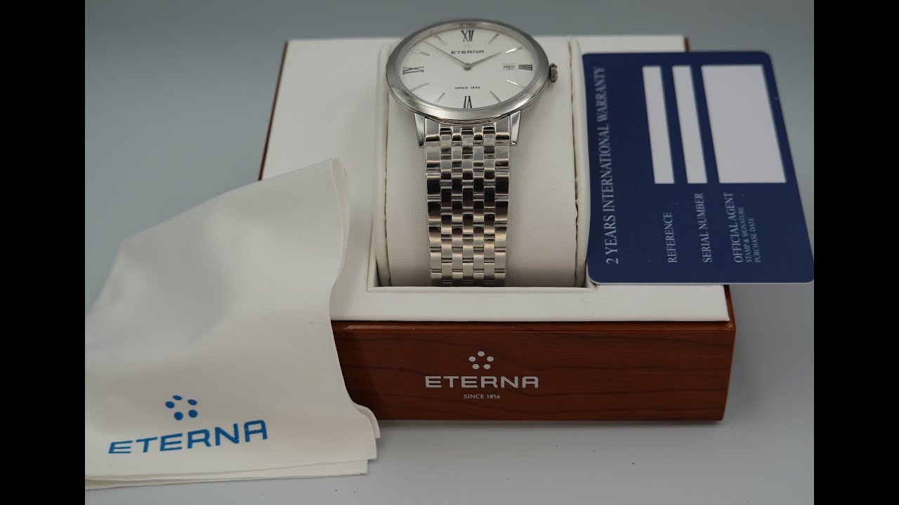c2022 Eterna Eternity NOS men's dress watch with box and papers - still in the original stickers!