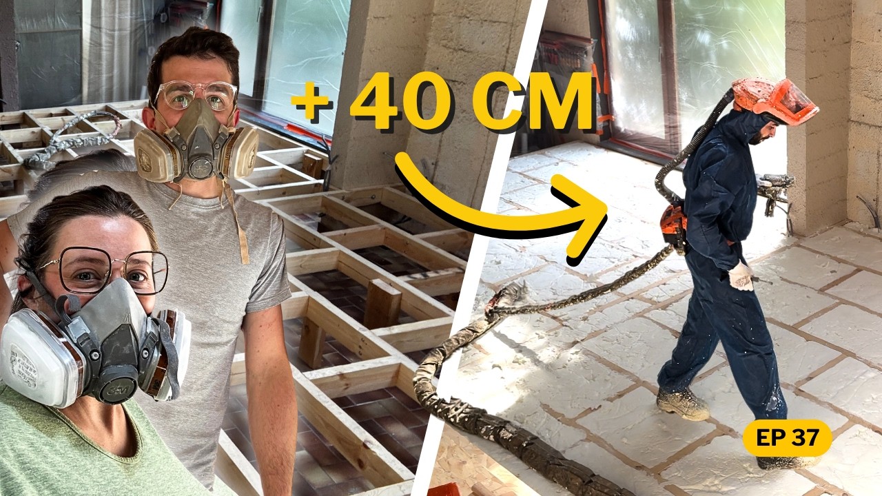 TRANSFORMATION DU SALON : PLANCHER AUTO-PORTANT, ISOLATION DES MURS + MOUSSE PROJETEE AU SOL 😱 EP37