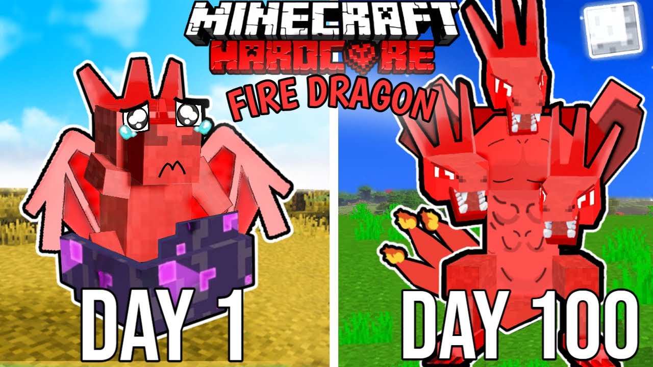 Surviving 100 Days a Fire Dragon in Hardcore Minecraft