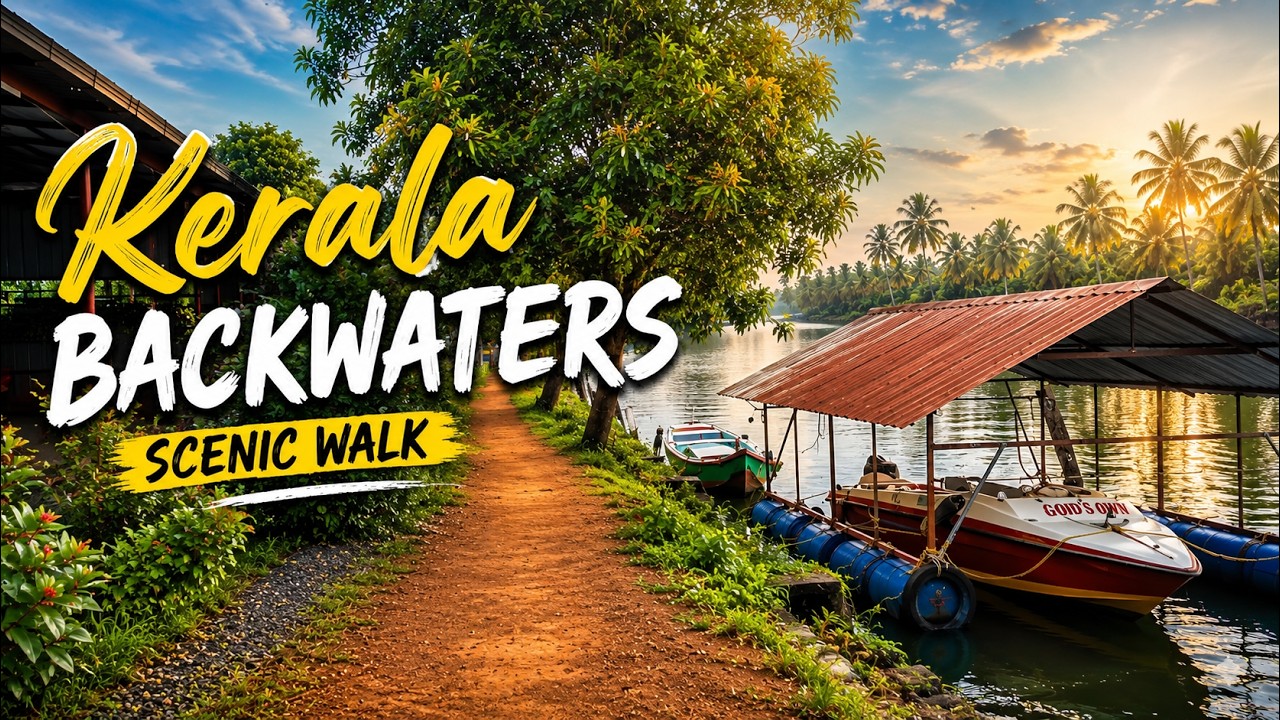 Relaxing Walk in Kerala Backwaters | Backwaters & Street Life 4K