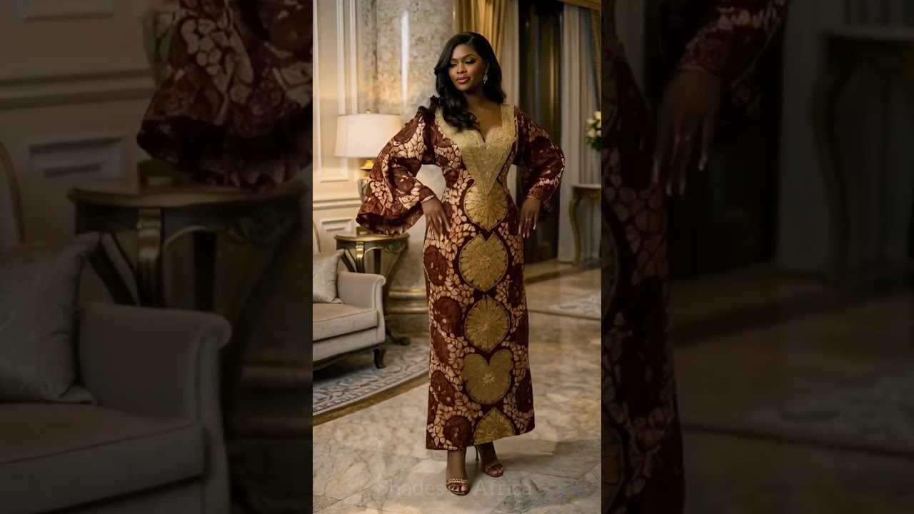 Luxury African Fashion Lookbook | Regal Gold & Brown Ankara Elegance 