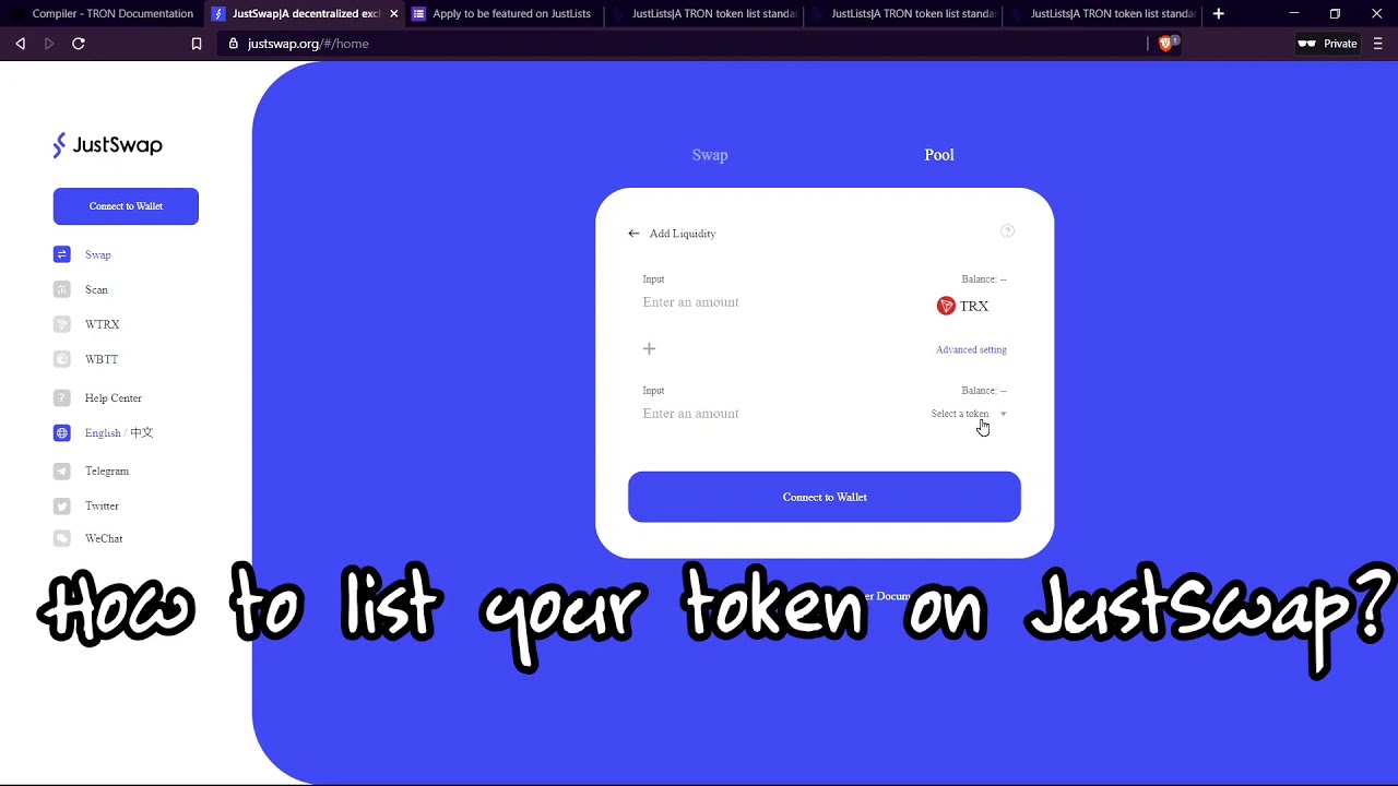 List your TRC20 Token on JustSwap using JustLists | 2 Minute Code