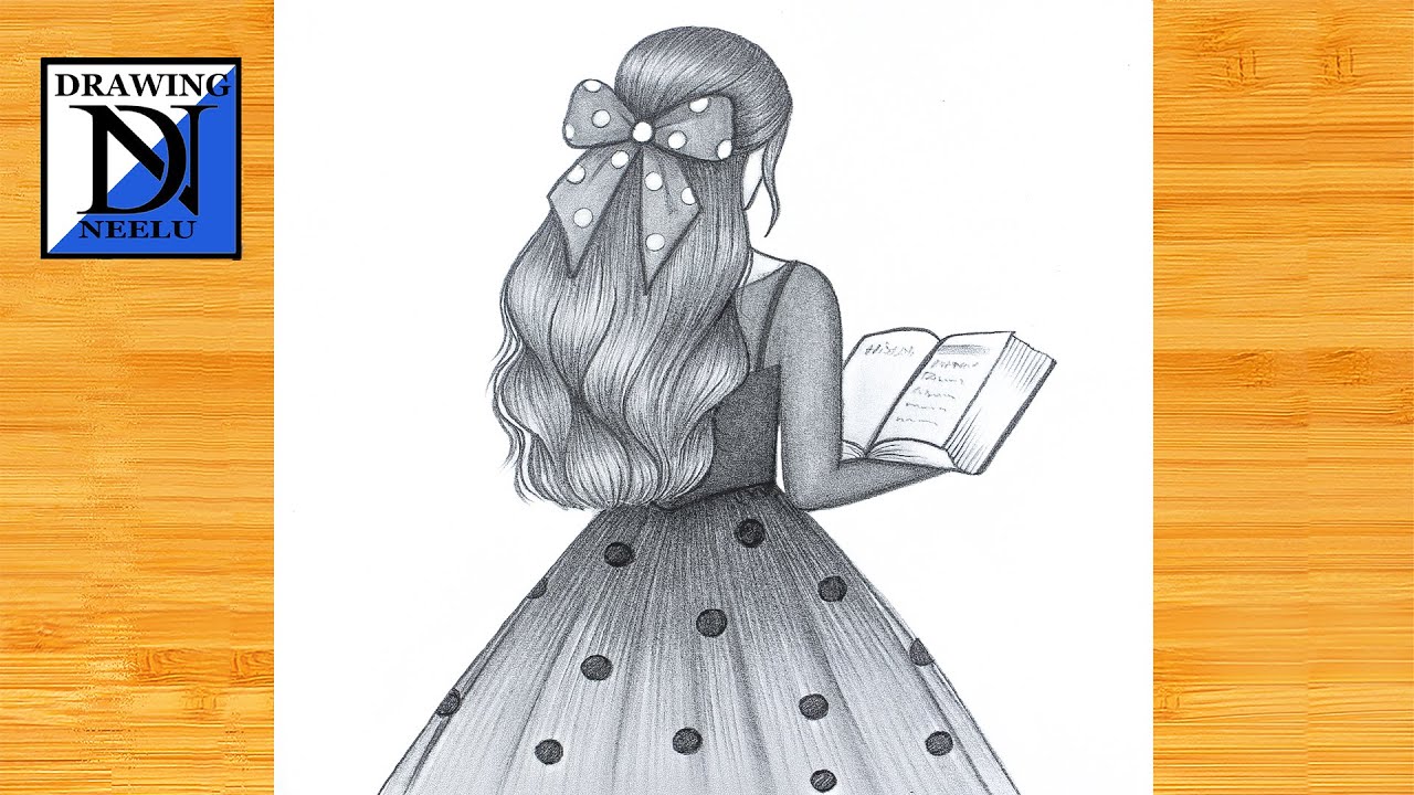 How to draw a Girl Reading Book -Drawing Tutorial || Pencil sketch for beginner || Girl drawing