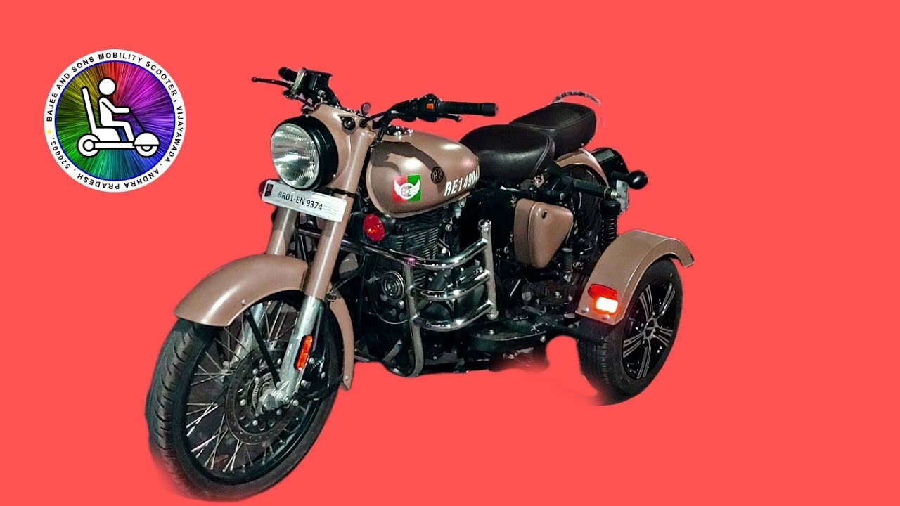 ROYAL ENFIELD BULLET 3 WHEELER MODIFIED FOR PHYSICALLY CHALLENGED PEOPLE BY BAJEE AND SONS MOBILITY
