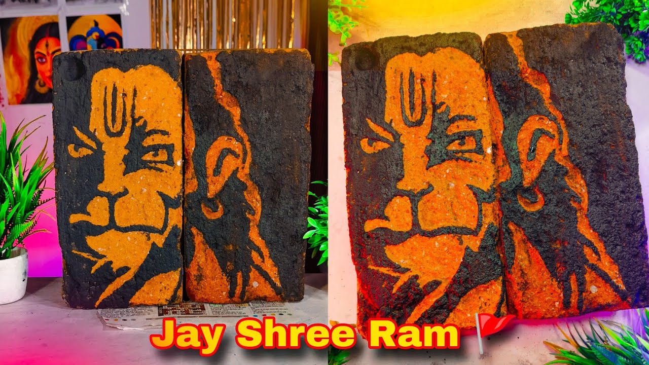 How to Make Hanuman ji Brick Art 🚩🧱 | Day - 9 |