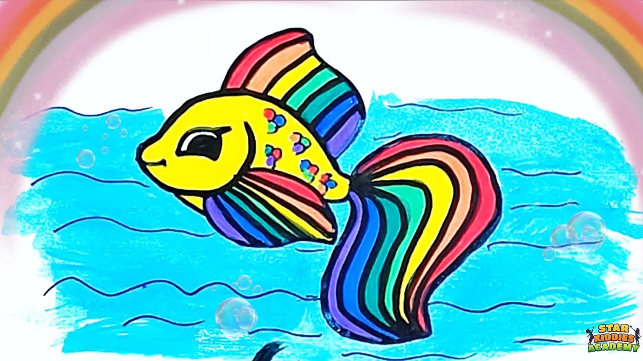 Draw and Color a beautiful rainbow fish
