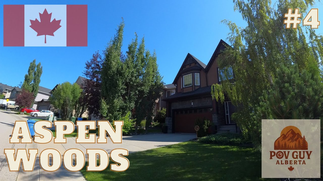 🌞 Sunny Day Walk in Aspen Woods – Luxury Calgary Neighborhood Tour 4K | 2025