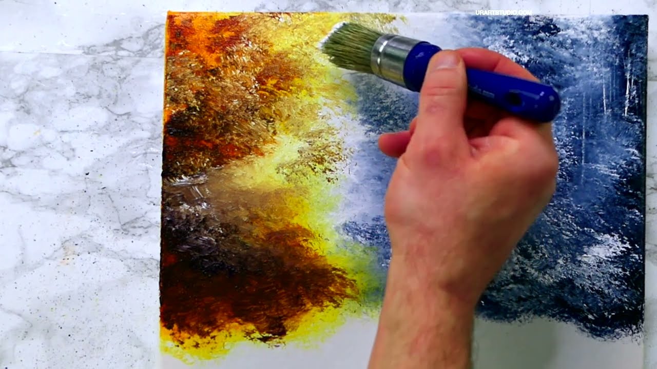 WINTERFALL | Landscape Painting | Oval Brush Technique