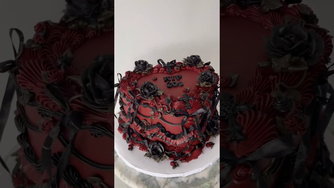 R.I.P Twenties Themed Vintage Heart Cake 