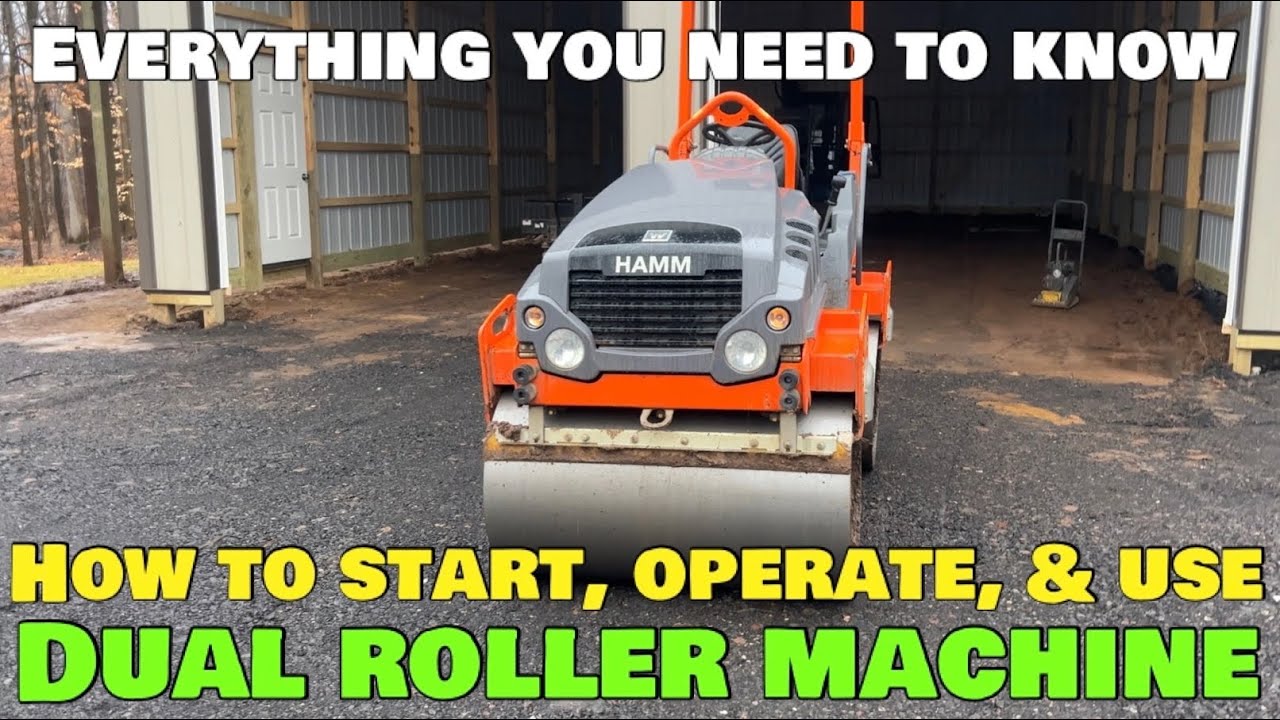 How to start turn on operate use Hamm HD-12 dual vibrating roller compaction machine tandem drum 12