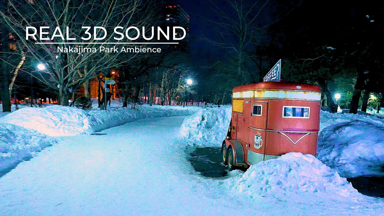 【4K ASMR】北海道 中島公園  日本｜雪の夜の札幌を歩くアンビエンス｜散歩 睡眠 リラックス バイノーラル