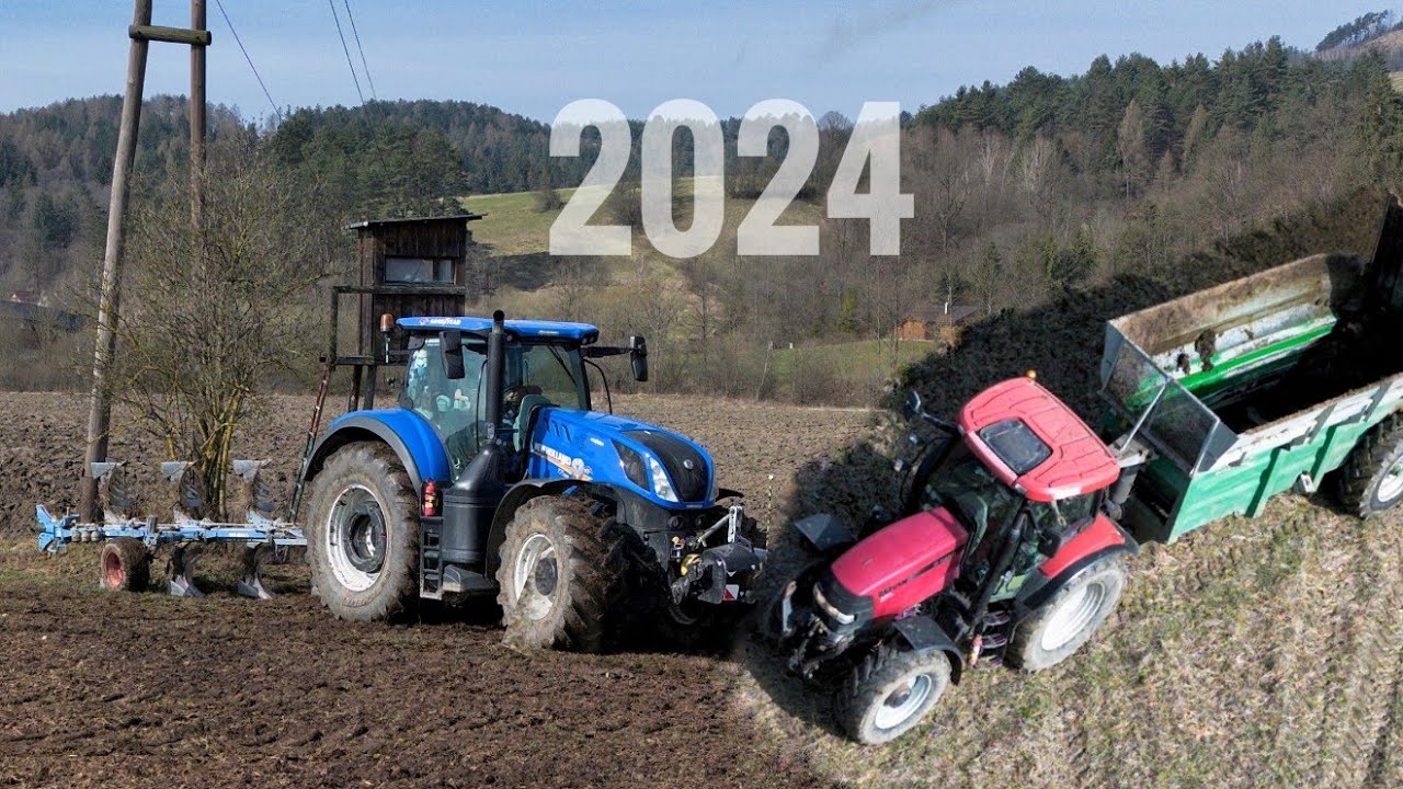 Тяжелая вспашка и внесение удобрений 2024 New Holland T7.290 + Lemken Juwel Case IH Maxxum samson SP