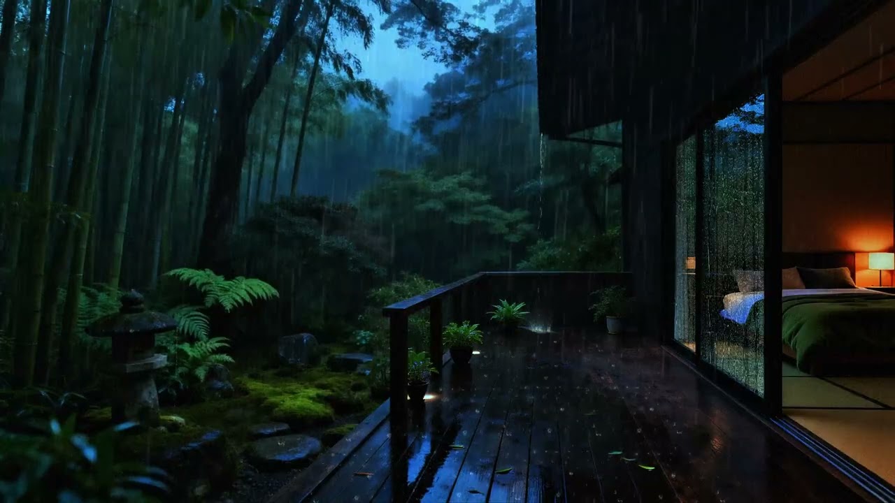 深夜竹林雨声 ⛈️ 舒适日式房间助眠环境音 | 深度睡眠、冥想、缓解焦虑