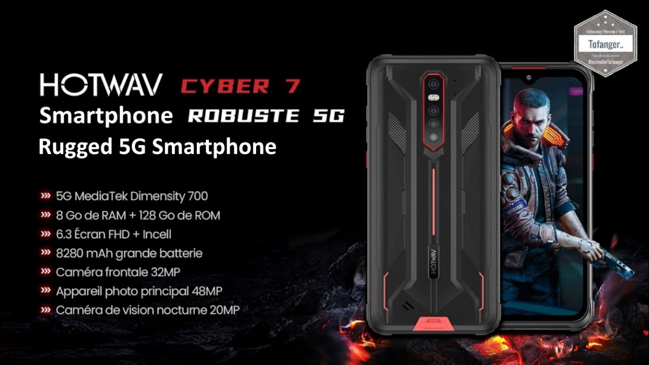 HOTWAV CYBER 7 5G Защищенный смартфон IP68 IP69K — 8 ГБ ОЗУ и 128 ГБ ПЗУ — Android 11 — Распаковка