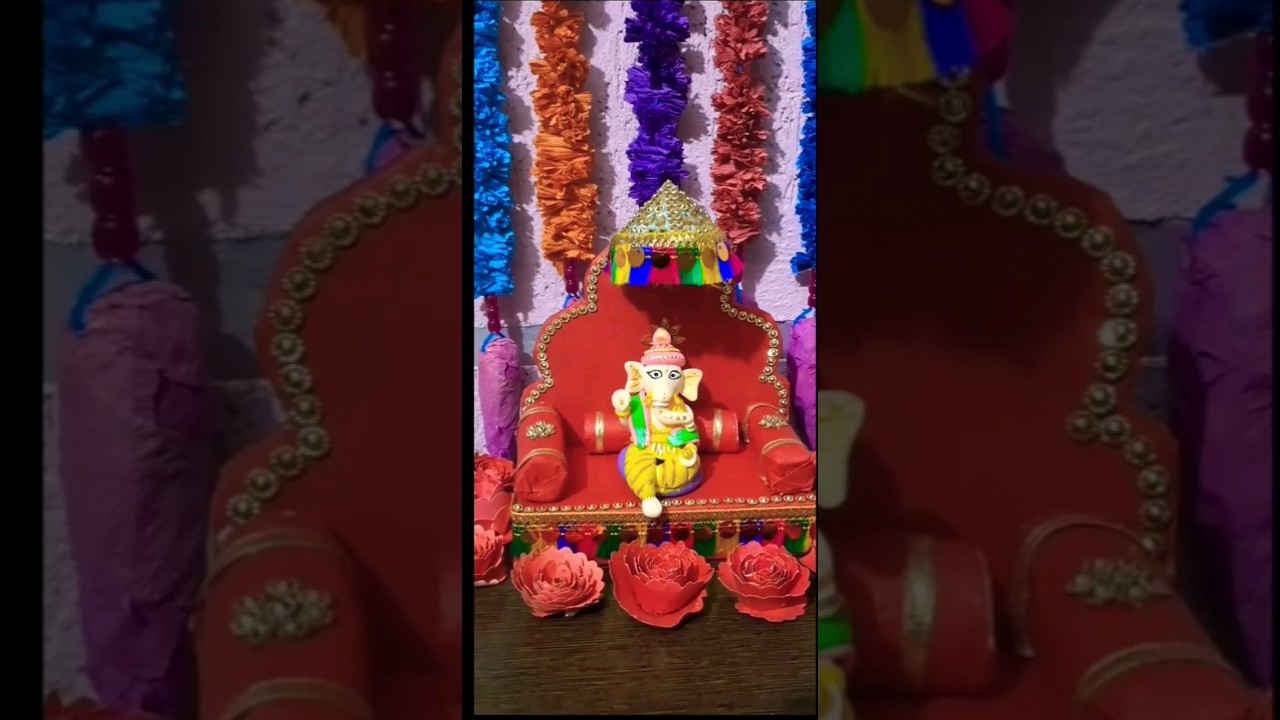 ganpati decoration ideas for home / diy ganpati decoration easy #nehasartcorner #shorts