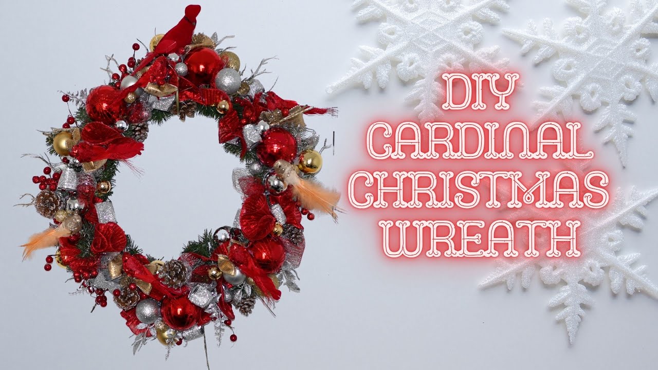 EASY & CHEAP DIY Christmas Cardinal Wreath 🎄
