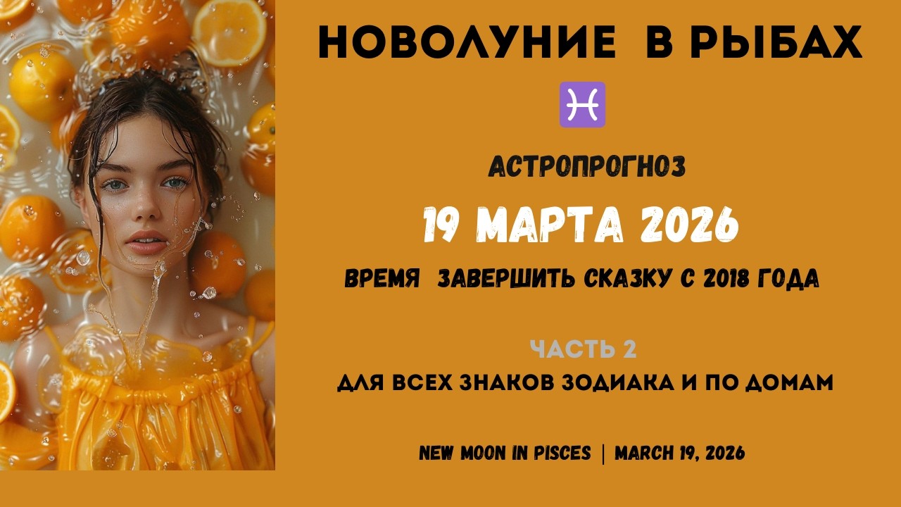 Новолуние в Рыбах 19 марта 2026 Время завершить сказку с 2018  для всех знаков зодиака и по домам