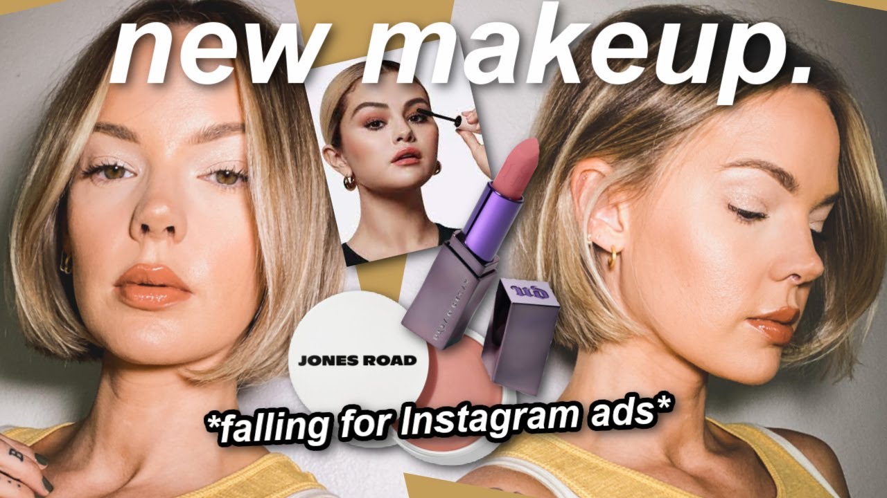TRYING NEW BRANDS & NEW MAKEUP rare beauty mascara, prettiest highlighter, non creasing cream shadow