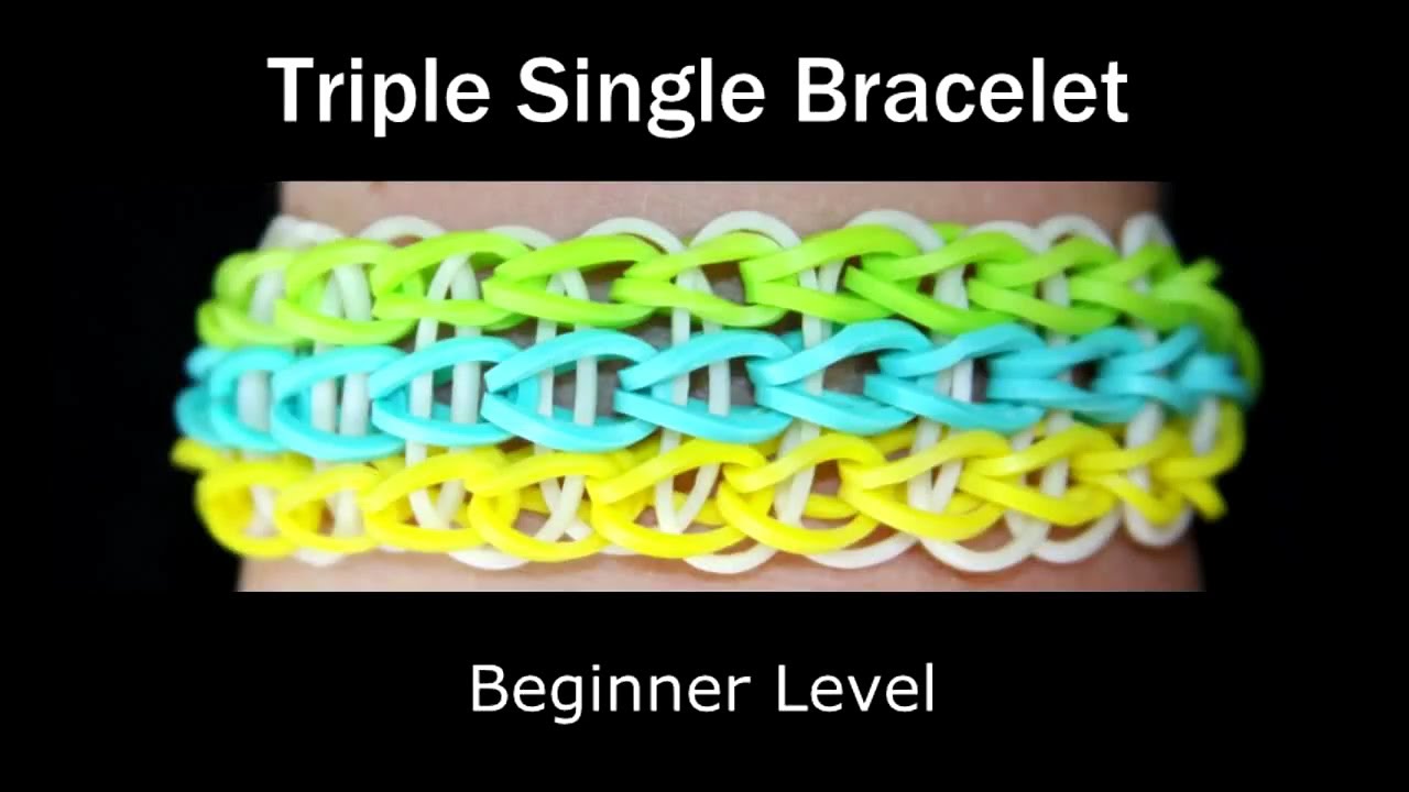 How to make a Rubber Band Triple Single Bracelet - Easy Level