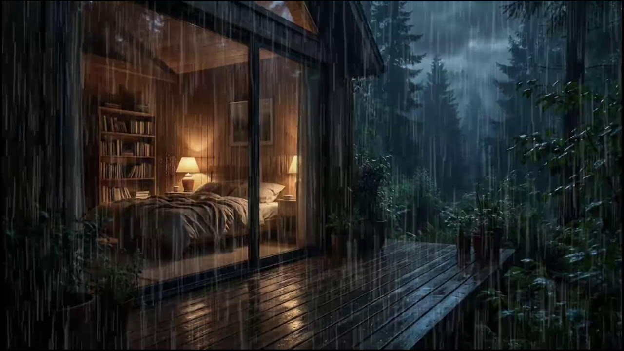 Quiet Rainy Forest Cabin 🌲 | Slow rain ambience with natural rain sounds for night relaxation