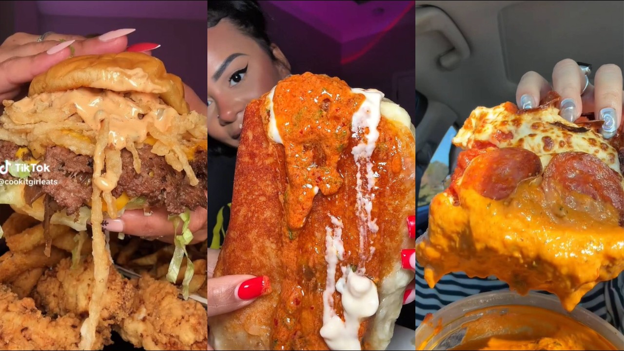 Tiktok Mukbang Compilation | Little Caesars, Wingstop, Chipotle and more