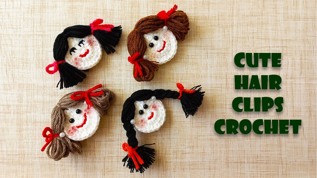 cute hair clips crochet | how to crochet hair clips | DIY crochet hair clips