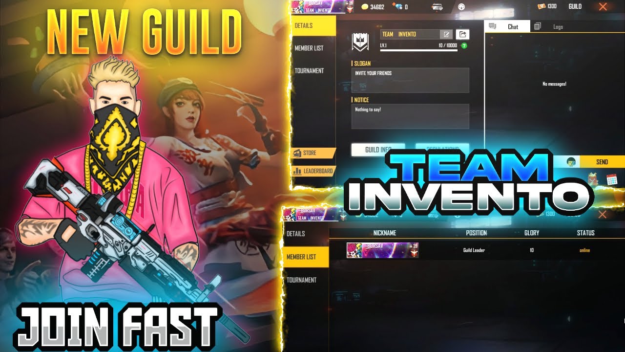 New Free Fire Guild | TEAM INVENTO | Phoenix Os Guild | BORSAV