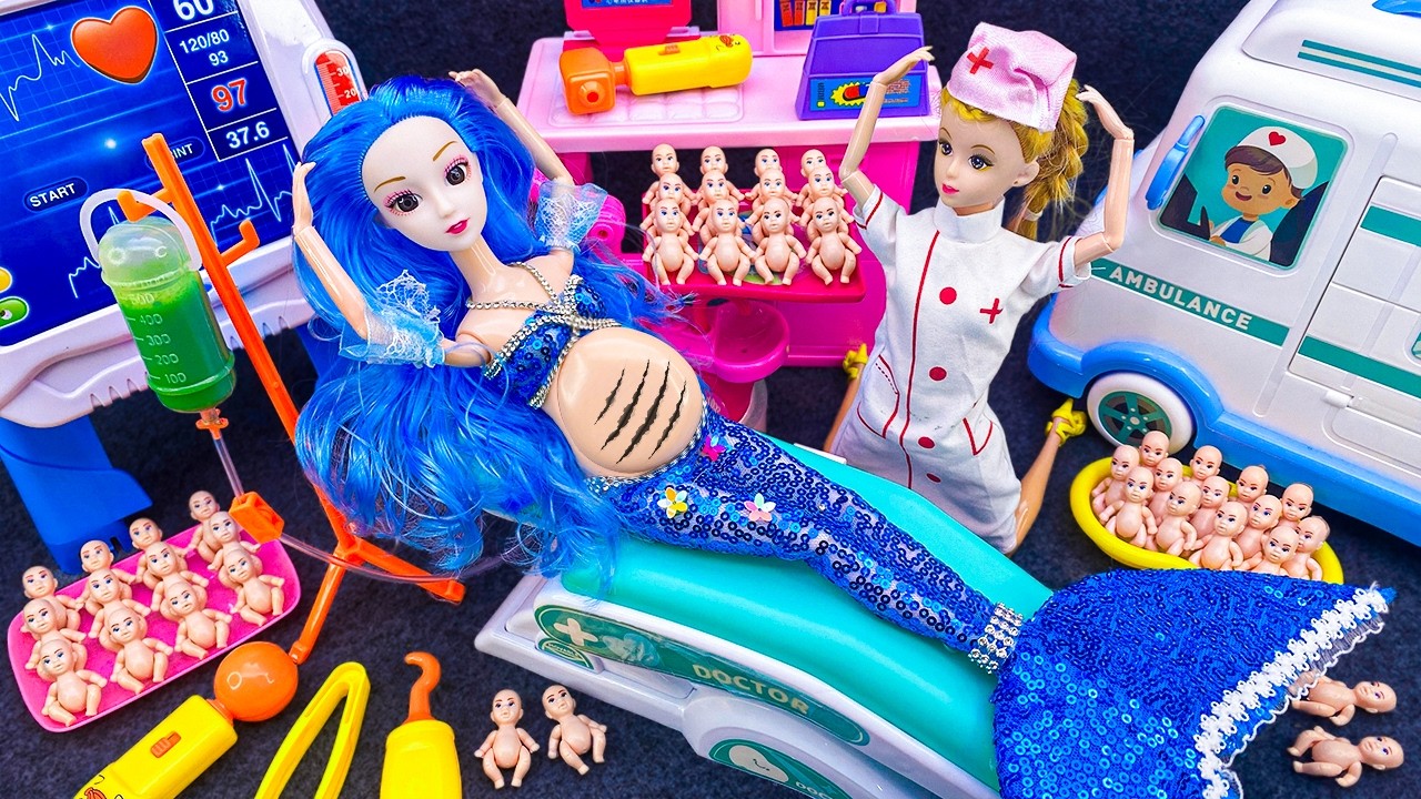 10 Minutes Satisfying with Unboxing Barbie Girl Family Playset，Pinkfong Ambulance Car Toys ASMR