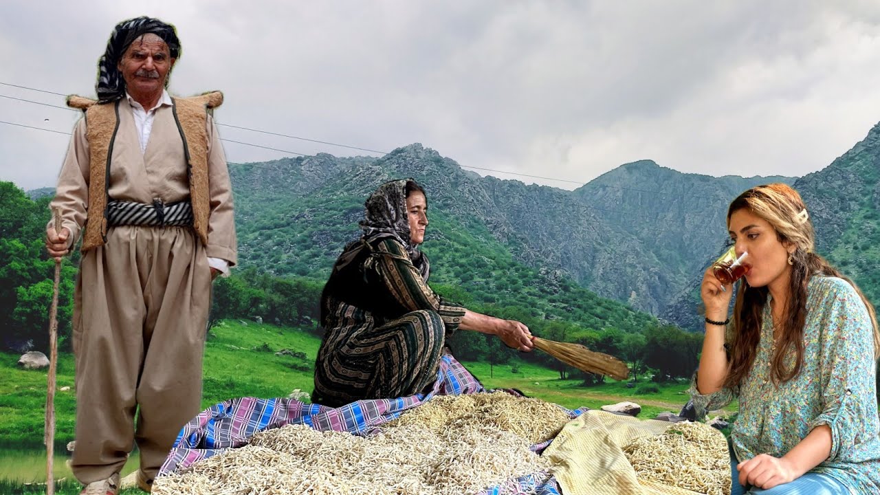The life of kurdish nomadic people|mixed of making noodles and mersaq chicken