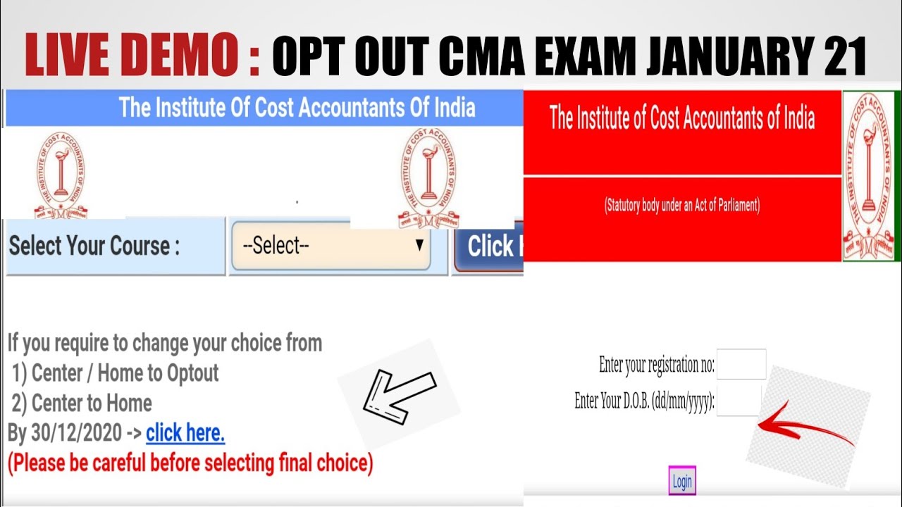 LIVE DEMO : How To OPT OUT CMA EXAM January 21