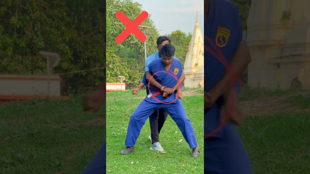 Self defence against a rear back grip 😱#karate #short #taekwondo #traning #defence