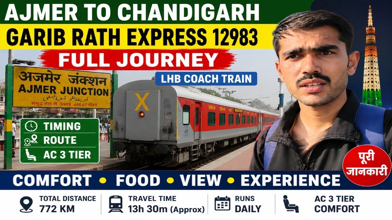 Ajmer To Chandigarh Garib Rath Express 12983 | Full Journey | Timing, Route, AC 3 Tier