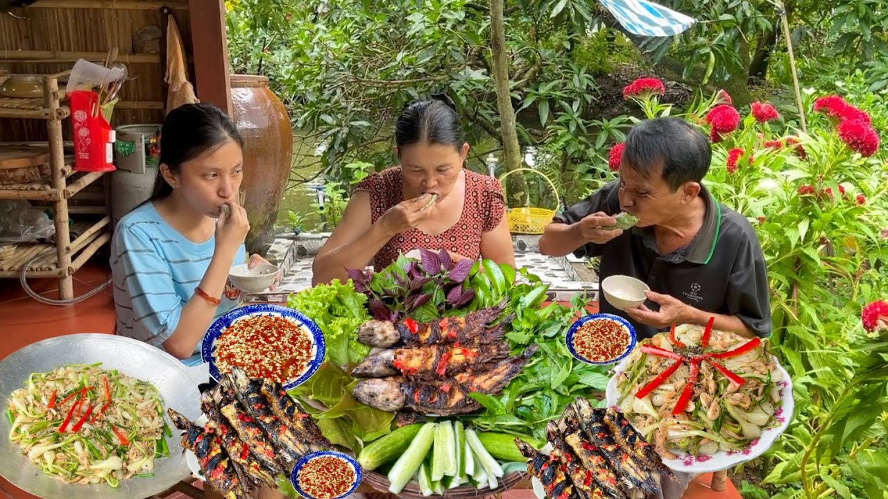 Cá Trê Vàng Nướng Muối Ớt, Tép Đồng Xào Củ Kiệu thơm lừng vị Quê Hương |MLQ#159