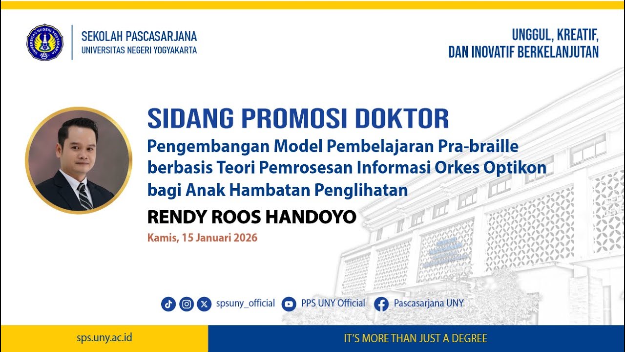 Ujian Promosi Doktor Rendy Roos Handoyo (Program Studi S3 IP Sekolah Pascasarjana UNY)